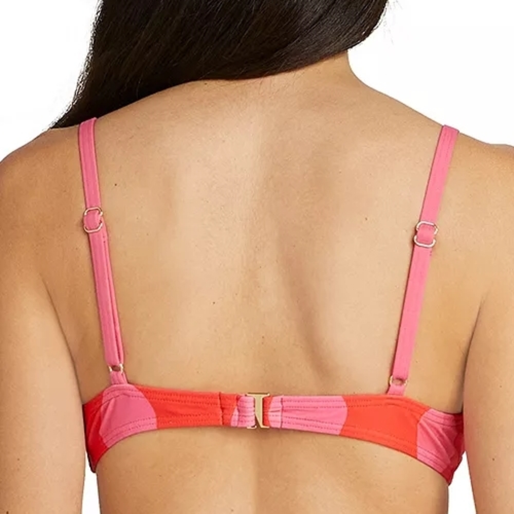 Kate Spade Flame Scarlett Polka Dot Bikini Top Large NWT Underwire Pink Red - Picture 2 of 10